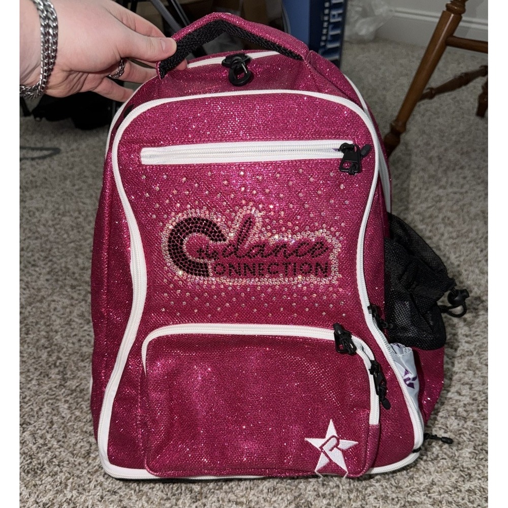 Rebel Dream Bag W/ Crystal Logo Dance Cheer Expanding Athletic Backpack Pink